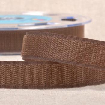 Klettband 20 mm in Braun, Hakenseite und Flauschseite auf der Rolle